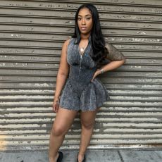 Zipper Splicing Sleeveless Romper NYF-8173