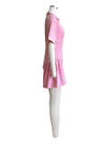 Solid Color Lapel Short Sleeve Romper CH-24101
