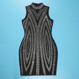 Hot Drill Sleeveless Tight Mini Dress NY-3202