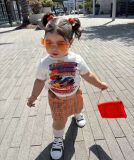 Kid Girl Cartoon Printed T-shirt Plaid Skirt Suit GYAY-8099