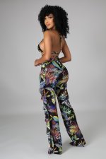 Sexy Print Swimsuit Mesh Three Piece Set LSL-6449