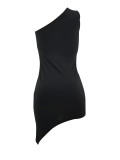 Solid Color Slash Shoulder Mini Dress ZDF-31335