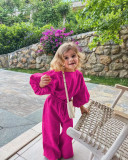 Kids Girl Solid Long Sleeve Loose Pants Set GYAY-8101