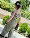 Kid Girl Solid sleeveless Lace-up Loose Jumpsuit GYAY-8100