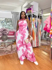 Fashion Print Sling Belt Wide Leg Jumpsuit GDNY-2285