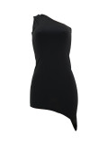 Solid Color Slash Shoulder Mini Dress ZDF-31335