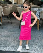 Kids Girl Knits Sling Slim Solid Midi Dress GYAY-8102
