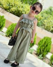 Kid Girl Solid sleeveless Lace-up Loose Jumpsuit GYAY-8100