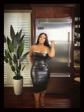 Sexy Tube Tops PU Leather Midi Dress ZDF-31336