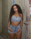 Embroidered Bustier Denim Shorts Set MEM-88584
