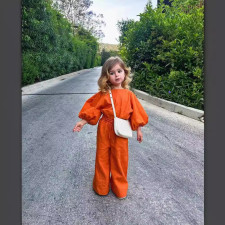 Kids Girl Solid Long Sleeve Loose Pants Set GYAY-8101