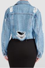 Denim Holes Long Sleeve Short Coats GQDH-1052