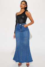 Denim Ruffle Half-body Skirt GQDH-2323