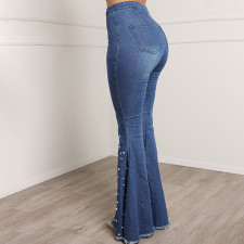 Casual Beaded Flared Jeans GQDH-861