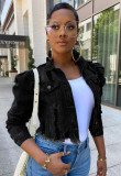 Ripped Bubble Sleeve Denim Jacket GQDH-911