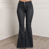 Casual Beaded Flared Jeans GQDH-861