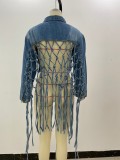 Back Meshes Tassel Denim Jacket  GQDH-958