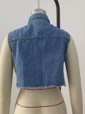 Beaded Diamond Studded Denim Vest Jacket GQDH-1073
