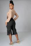 Fashion Denim Holes Tassel Mid Pant GQDH-968-1