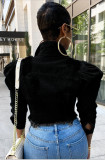 Ripped Bubble Sleeve Denim Jacket GQDH-911