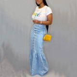Denim Fishtail Half Body Long Skirt GQDH-1072