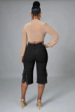 Fashion Denim Holes Tassel Mid Pant GQDH-968-1