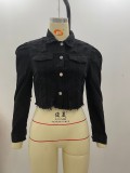 Ripped Bubble Sleeve Denim Jacket GQDH-911