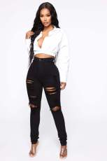 Casual Holes Denim Pencil Jeans GQDH-1076