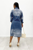Fashion Denim Long Sleeve Holes Long Coat GQDH-932