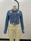 Denim Holes Long Sleeve Short Coats GQDH-1052