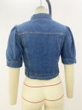 Bubble Short Sleeve Fashion Denim Coat GQDH-1066