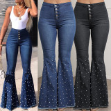 Casual Beaded Flared Jeans GQDH-861