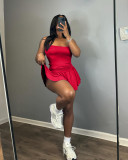 Suspenders Double Layers Casual Skirt Set (With Safety Pants) CM-8726