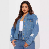 Long Sleeve Holes Denim Jackets GQDH-2309
