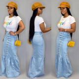 Denim Fishtail Half Body Long Skirt GQDH-1072