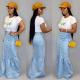 Denim Fishtail Half Body Long Skirt GQDH-1072