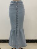 Denim Fishtail Half Body Long Skirt GQDH-1072