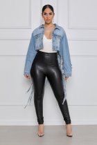 Back Meshes Tassel Denim Jacket  GQDH-958