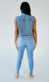 Beaded Diamond Studded Denim Vest Jacket GQDH-1073