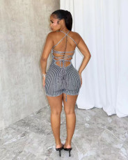 Backless Tie Up Knits Slim Romper NYF-8176