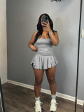 Tight Sling Pleated Flared Skirt Set (With Safety Pants) CH-24033