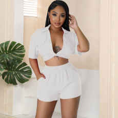 Sexy Solid T Shirt Shorts Two Piece Set XMF-1054