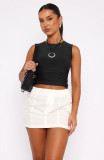 Solid Color Backless Sleeveless T Shirt MZ-2836