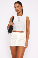 Solid Color Backless Sleeveless T Shirt MZ-2836