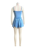 Tight Sling Pleated Flared Skirt Set (With Safety Pants) CH-24033