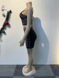 Sexy Hot Drill Sling Vest Two Piece Skirt Set NY-3197