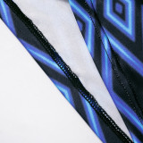 Diamond Check Print O Neck Casual Shorts  Suit MXBF-D24ST089