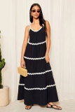 Line Patchwork Loose Sling Dress XHXF-407