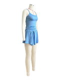 Tight Sling Pleated Flared Skirt Set (With Safety Pants) CH-24033