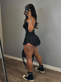 Tight Sling Pleated Flared Skirt Set (With Safety Pants) CH-24033